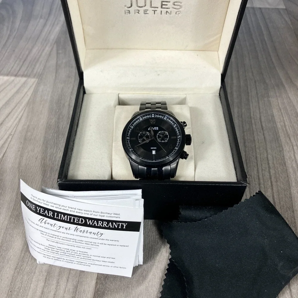 Jules Breting Geidi Prime Ion Plated Black Swiss‎ Chronograph Quartz 46 mm